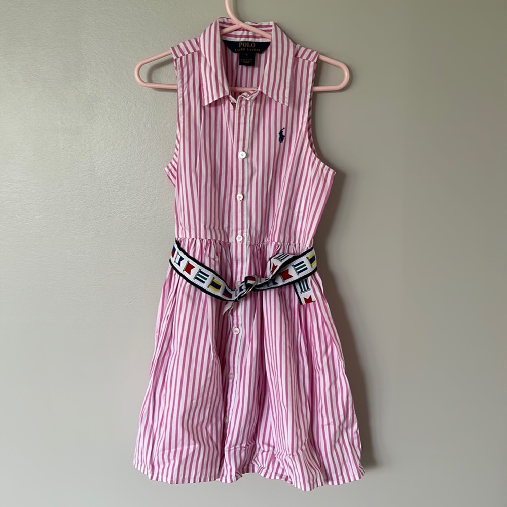 Ralph Lauren pink striped oxford shirt dress 5